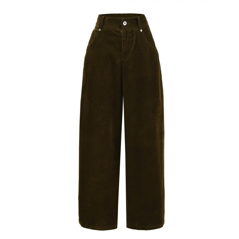 Women's Fleece-lined Thick Corduroy High Waist Slimming Loose Pants