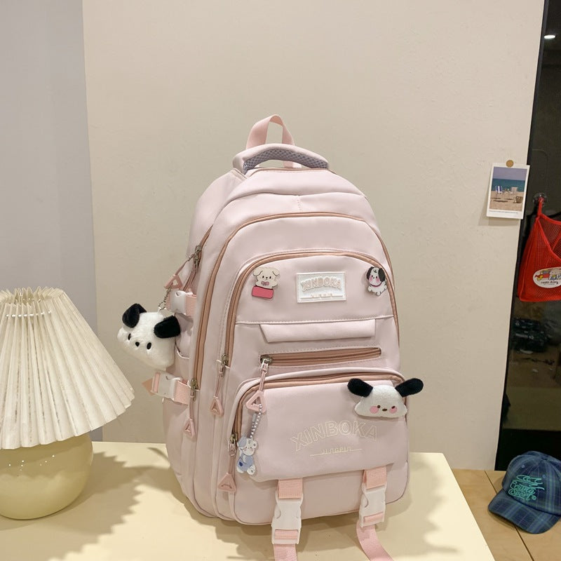 Women's Fashion Solid Color Wide Strap Portable Backpacks