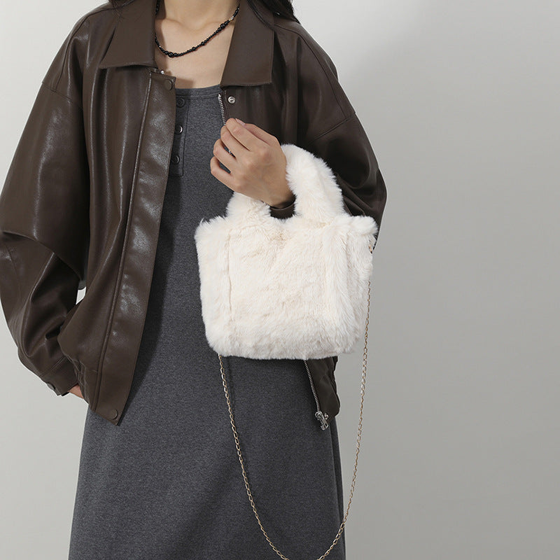 Women's Plush Imitate Rex Rabbit Fur Mini Crossbody Bags