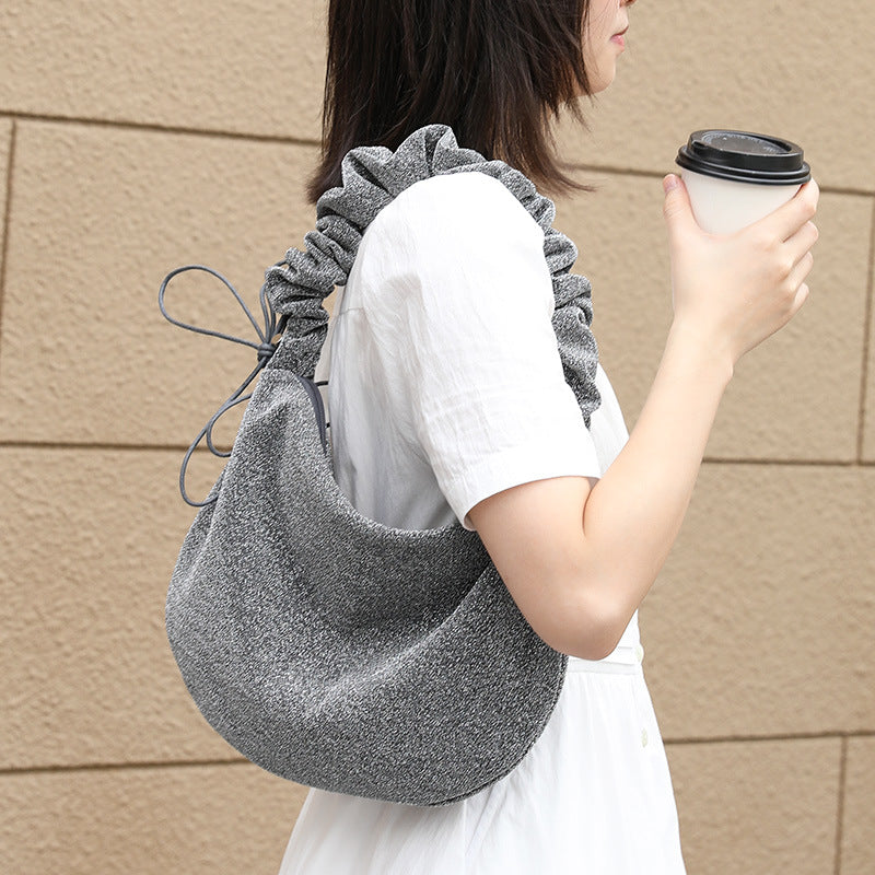 Women's Style Artistic Canvas Underarm Pleated Fashion Crossbody Bags