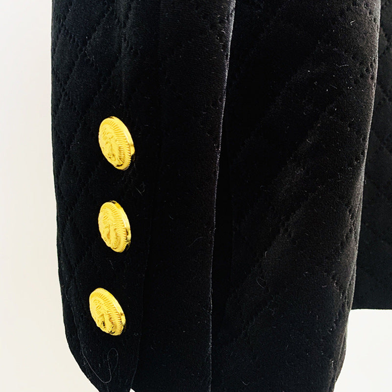 Fashion Metal Lion Buckle Double Breasted Blazers
