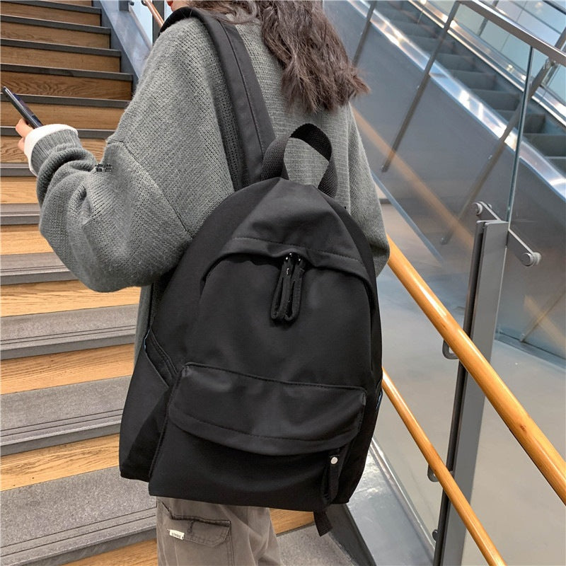 Simple Solid Color Female College Style Backpacks
