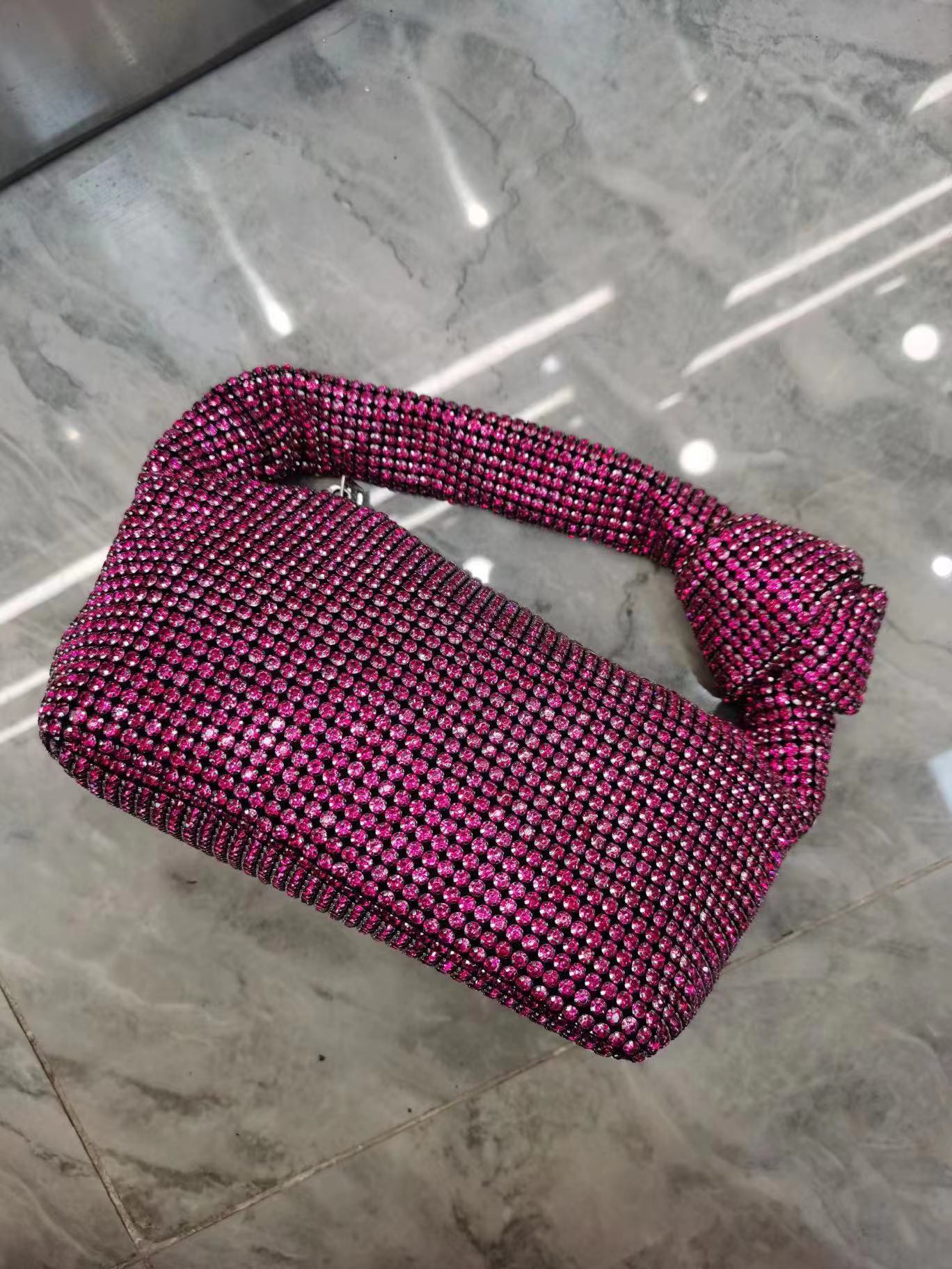 Women's Fashion Super Rhinestone Hand-held Knotted Full Handbags