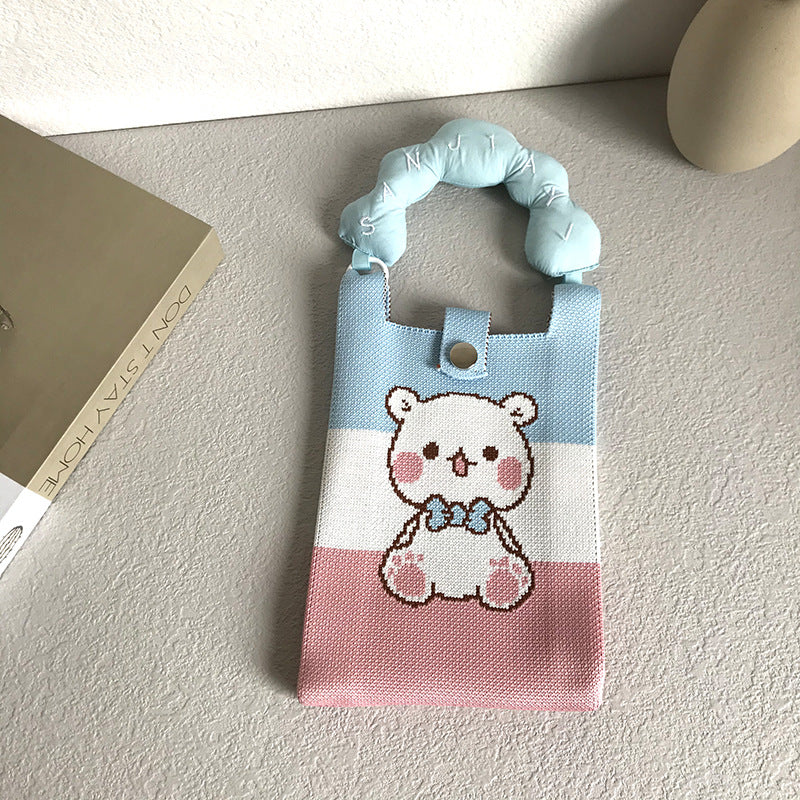 Women's Striped Mobile Walking Lightweight Four Knitted Bags