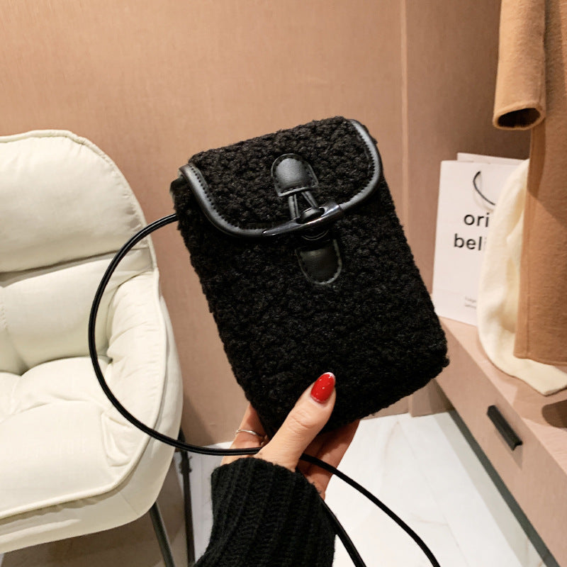 Women's Autumn Sheepskin Cute Cartoon Plush Support Crossbody Bags