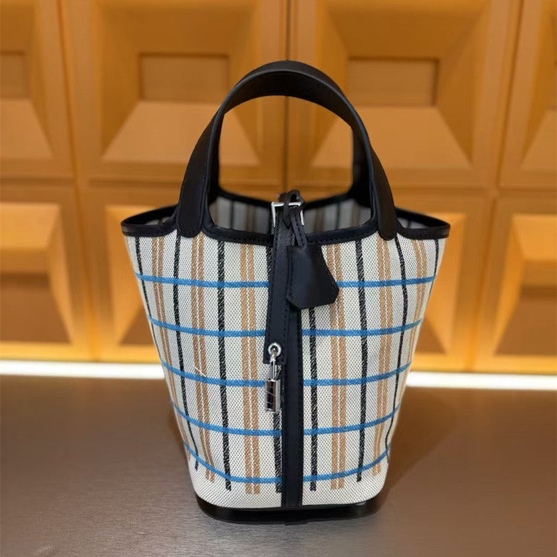 Attractive Canvas Vegetable Basket Pocket Fashion Bucket Bags