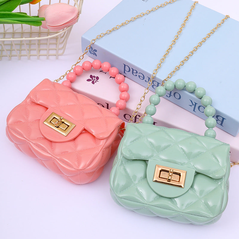 Women's Fashion Pearl Chain Portable Mini Gel Shoulder Bags