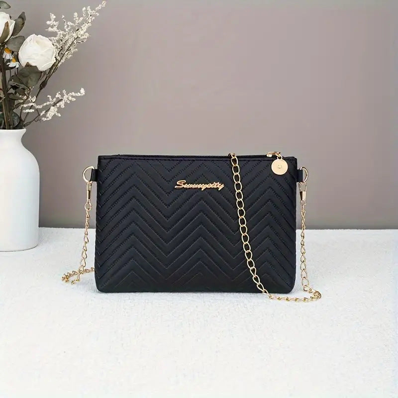Women's Striped Solid Color High-grade Quilted Embroidered Crossbody Bags