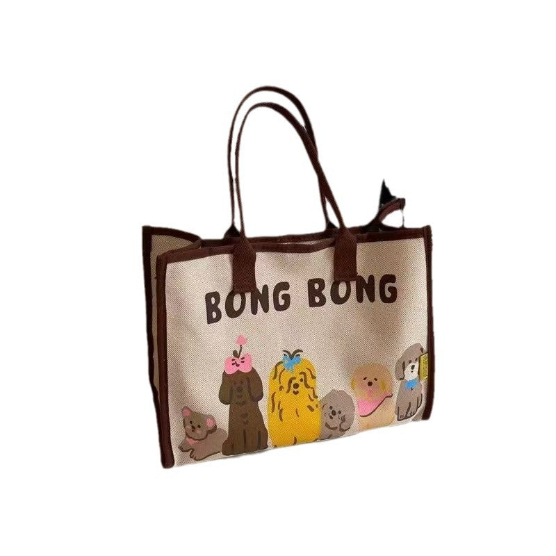 Women's Printed Canvas Large Capacity Outing Shopping Shoulder Bags