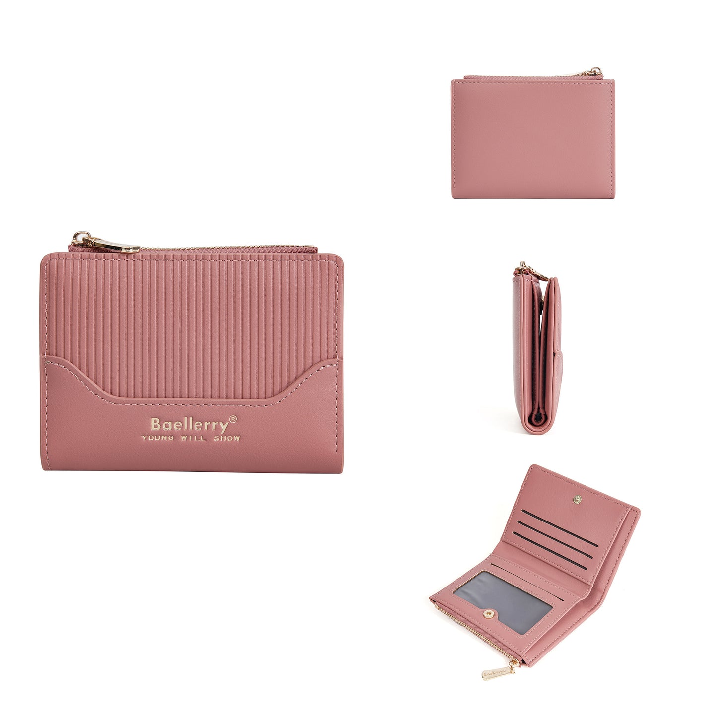 Women's Short Striped Zipper High Sense Female Ladies Wallets