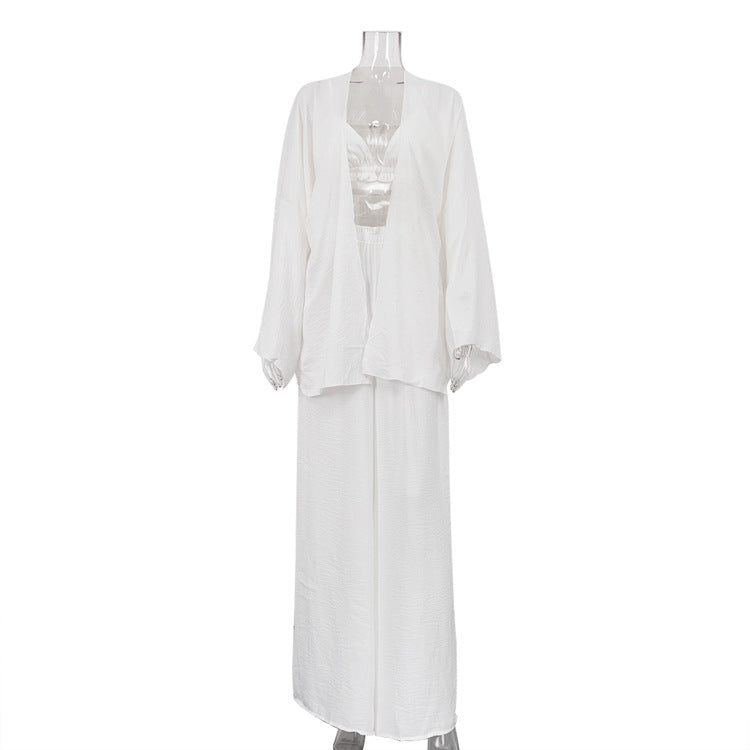 Women's Hot Ruffled Spaghetti Straps Long Sleeve Loose Wide Suits