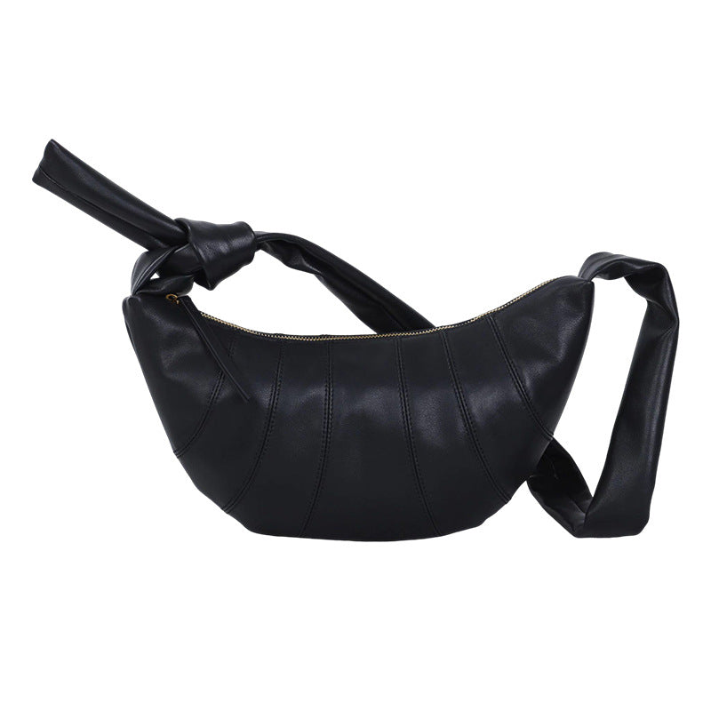 Women's Croissant Simple Retro Dumpling Cowhide Crossbody Bags