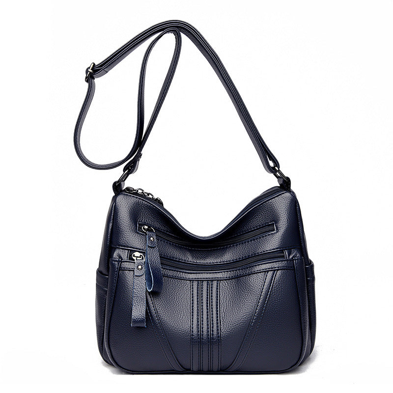 Women's Genuine Leather Fashionable Simple Commuter Large Crossbody Bags