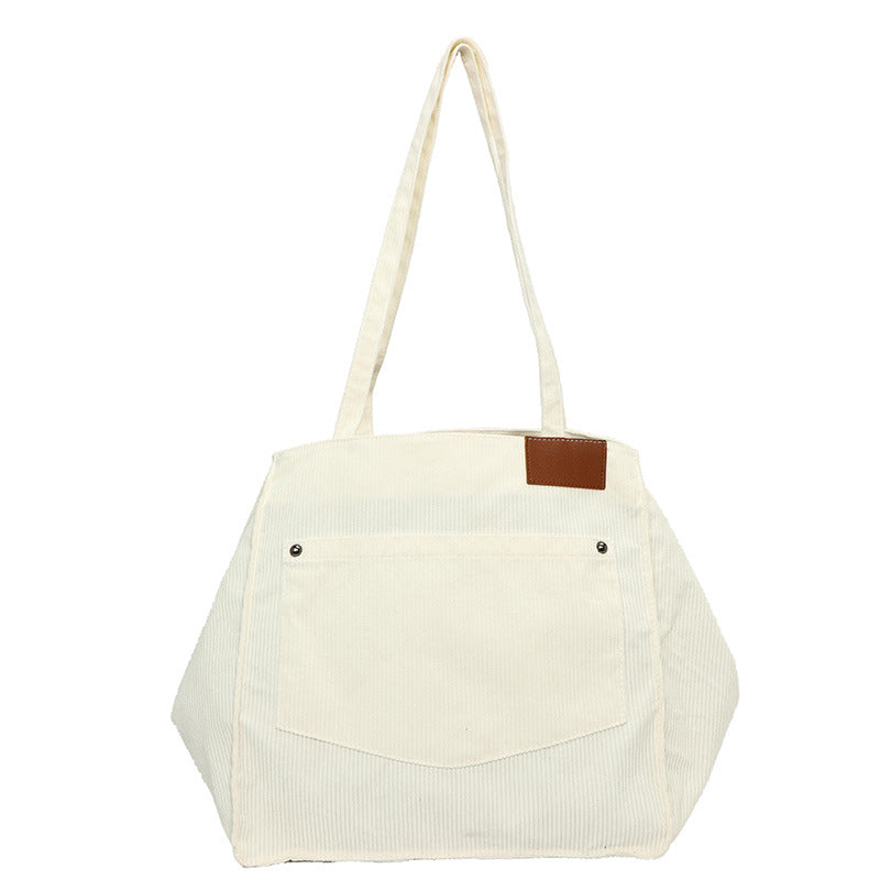 Women's Large Capacity Corduroy Retro Shopping Canvas Crossbody Bags