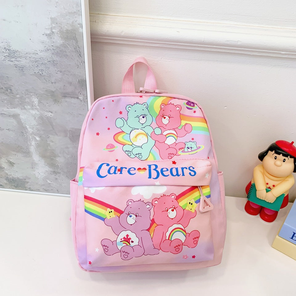 Cartoon Rainbow Bear Boys Double Back Kindergarten School Bags