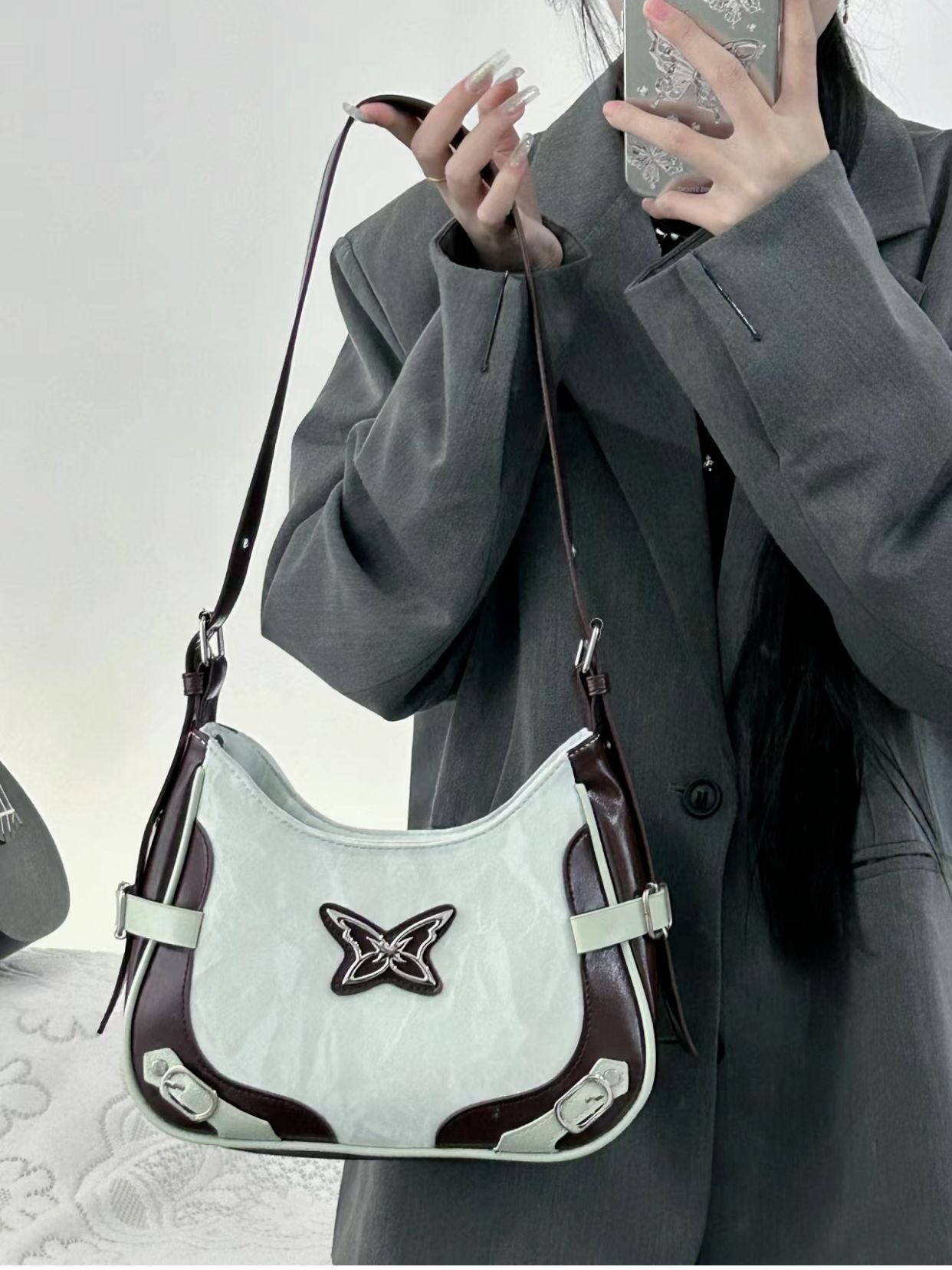 Dopamine Butterfly Underarm Contrast Color Motorcycle Crossbody Bags