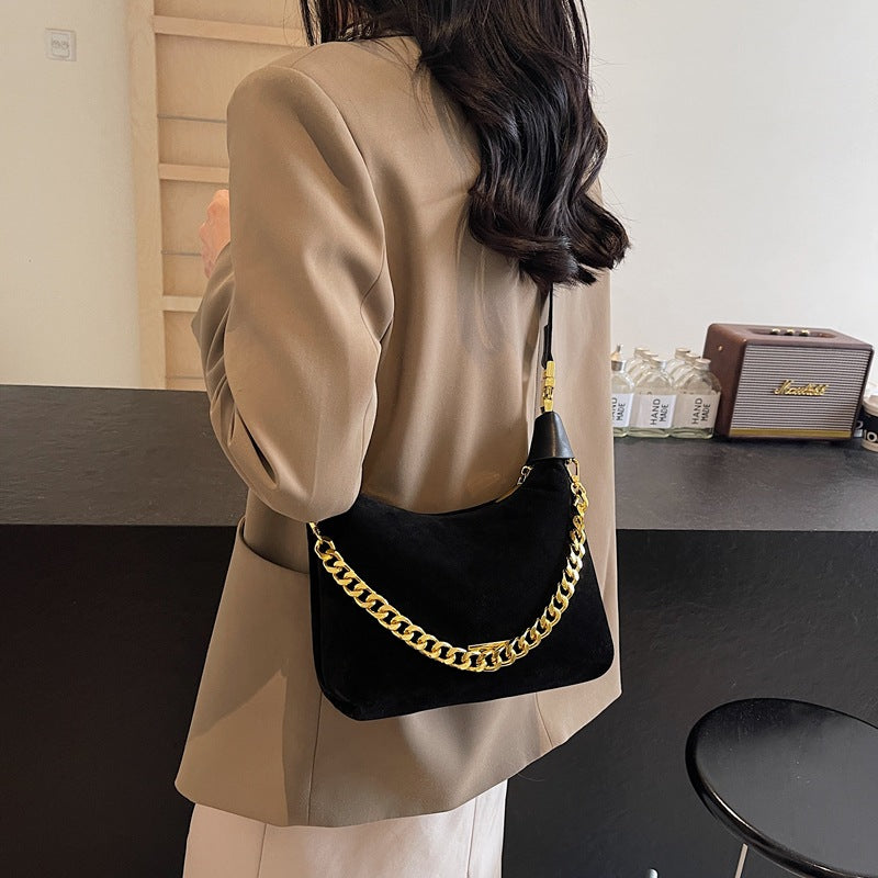 Women's French Minority Suede Fashion Retro Textured Armpit Bags