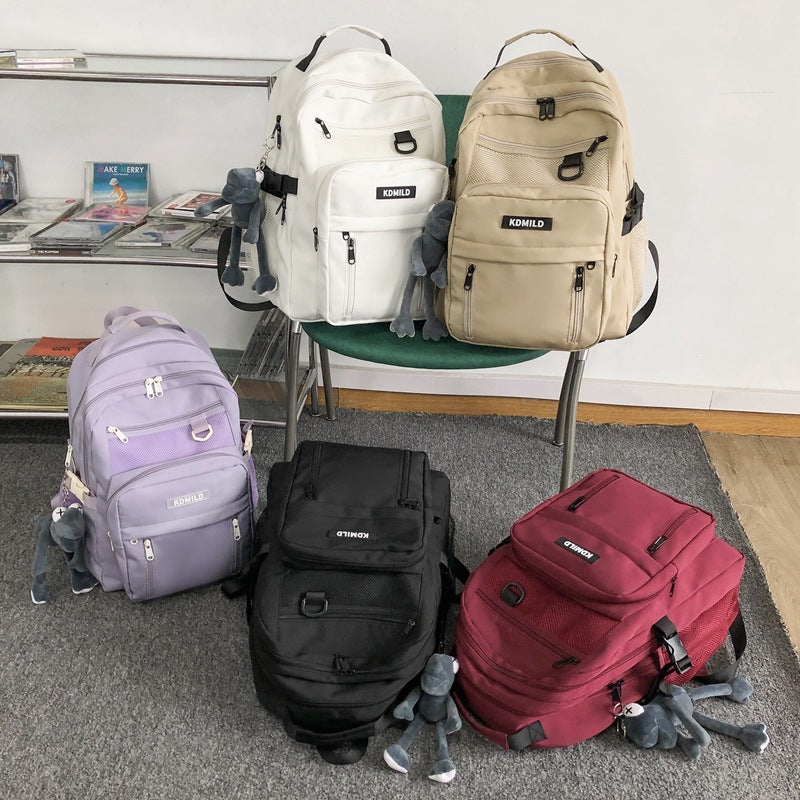Double Zipper Korean Style Nylon Female Backpacks
