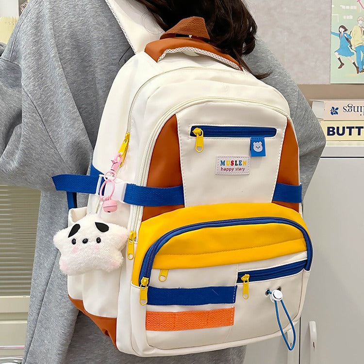 Women's Contrast Color Leisure For Primary Secondary Backpacks