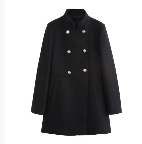 Women's Fashion Casual Blend Double Breasted Overcoat Coats