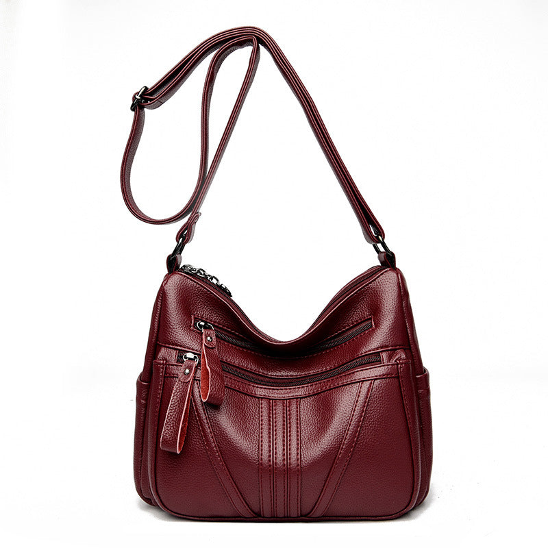 Women's Genuine Leather Fashionable Simple Commuter Large Crossbody Bags