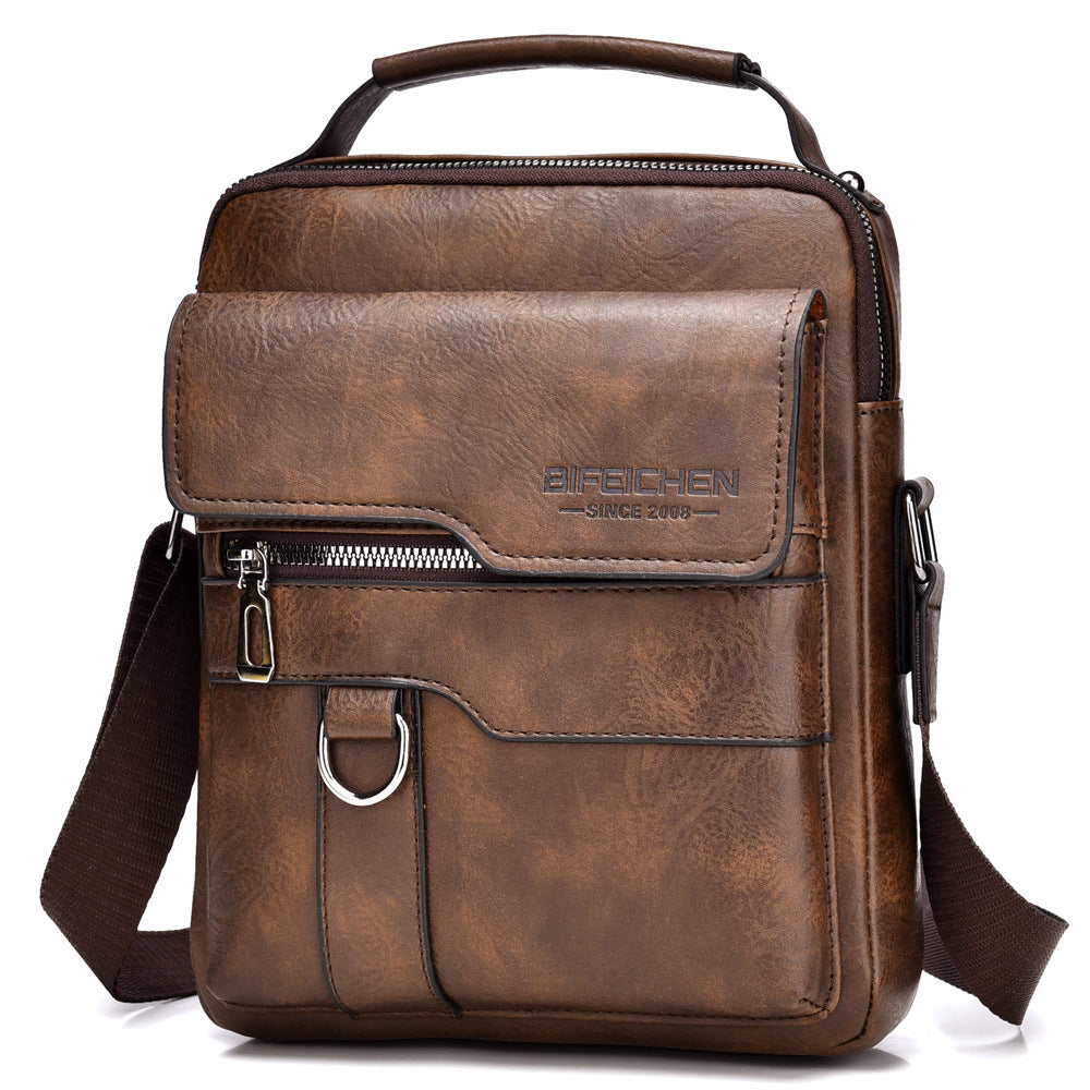 Men's Classic Retro Vertical Portable Leather Men's Shoulder Bags