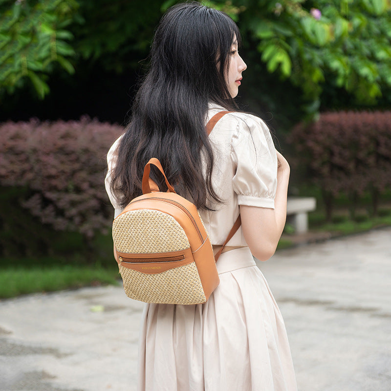 Minimalist Pastoral Style Straw Cool Contrast Bags