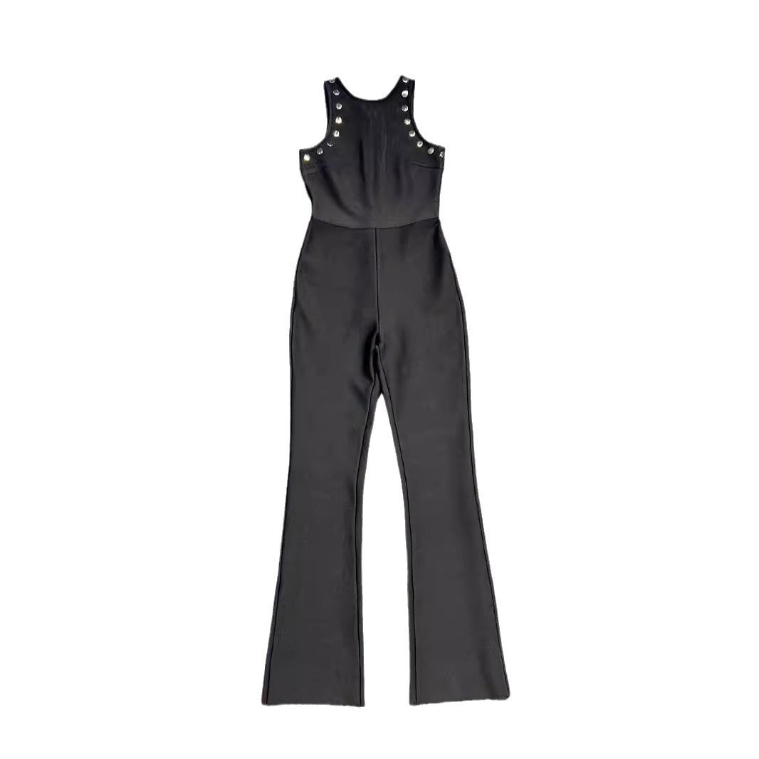 Women's Boutique Sleeveless High Waist Round Neck Figure Pants