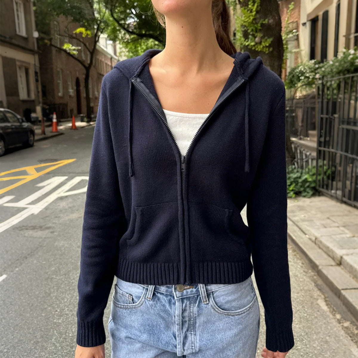 Women's Minimalist Long Sleeve Solid Color Hoodie Sweaters