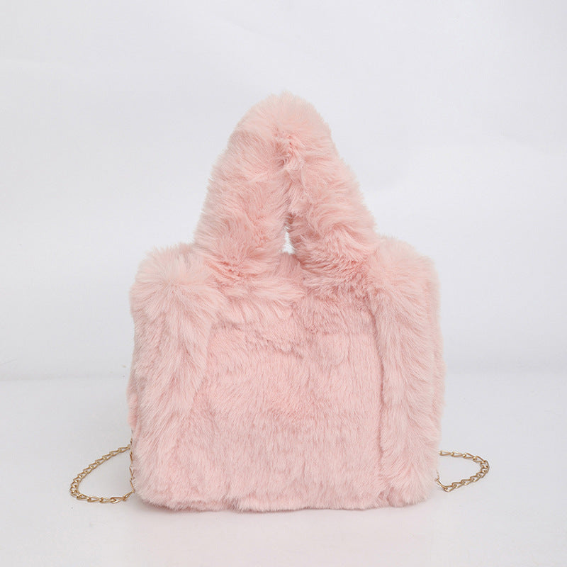 Women's Plush Imitate Rex Rabbit Fur Mini Crossbody Bags