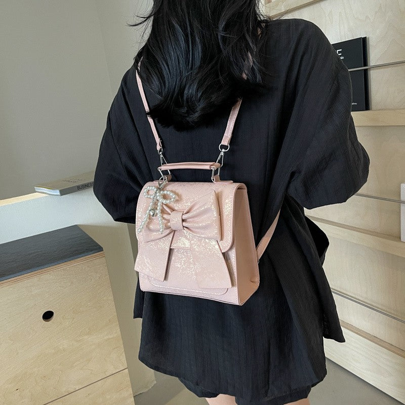 Niche Bow Design Pearl Ornaments Fashion Backpacks