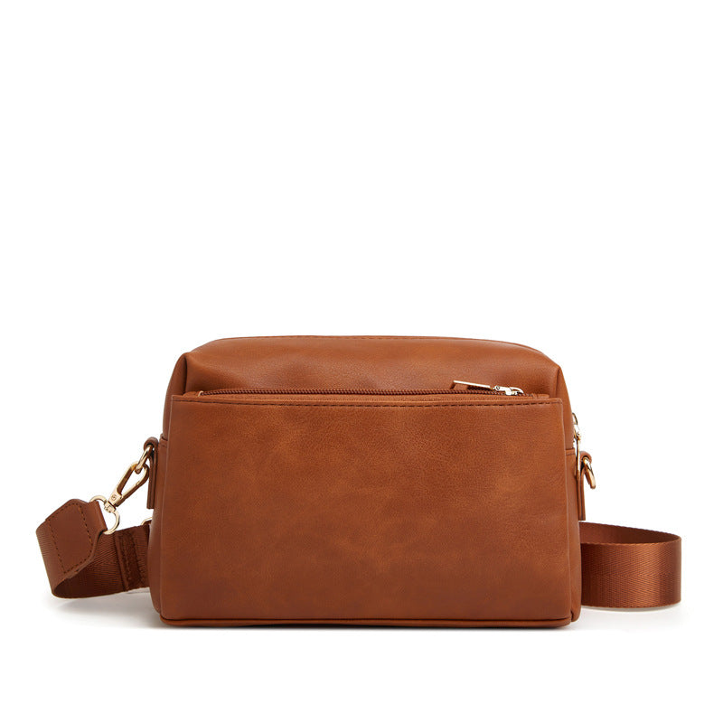 Women's Retro Solid Color Simple Oil Wax Small Square Bags