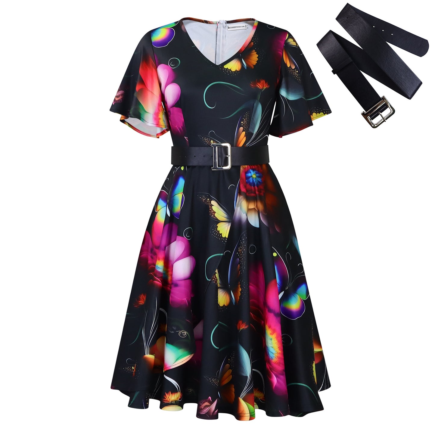 Women's Fashion Elegant Lace Printing African Mid-length Dresses