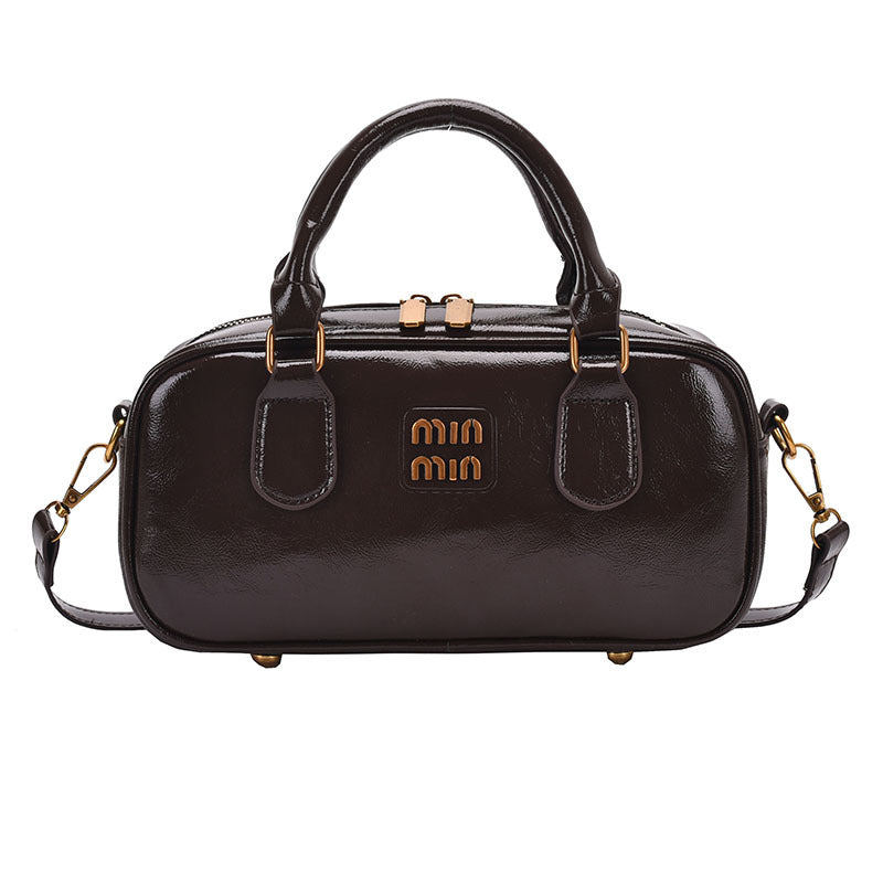 Women's Leather Bowling Niche Designer Retro Portable Crossbody Bags