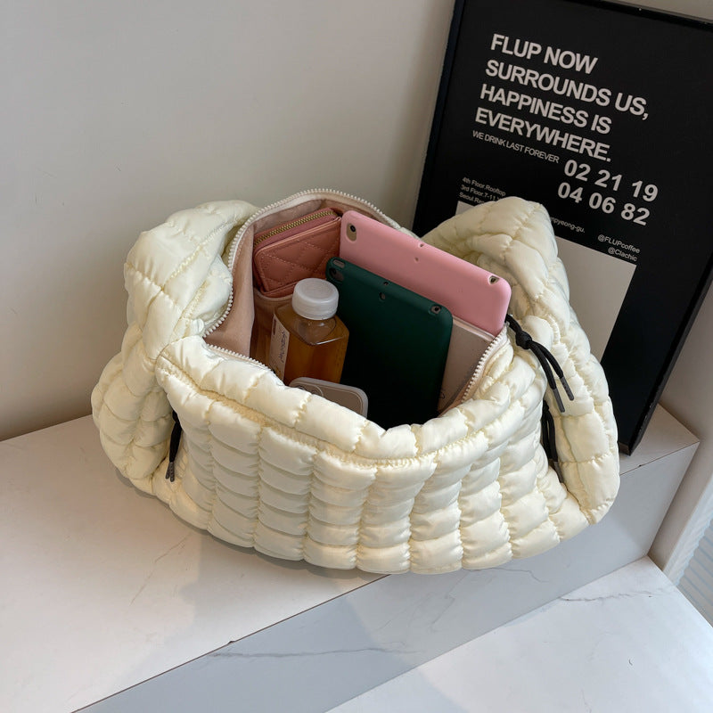 Women's Pleated Cloud Large Capacity Down Cotton Travel Bags