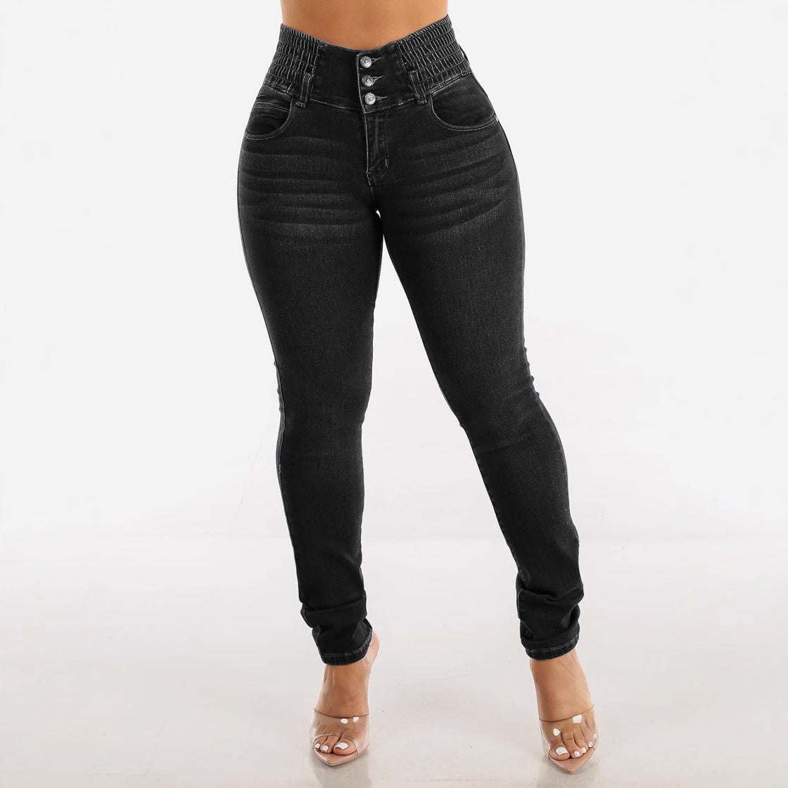 Women's Stretch Fat Breasted Belly Contracting Pencil Tall-looking Jeans