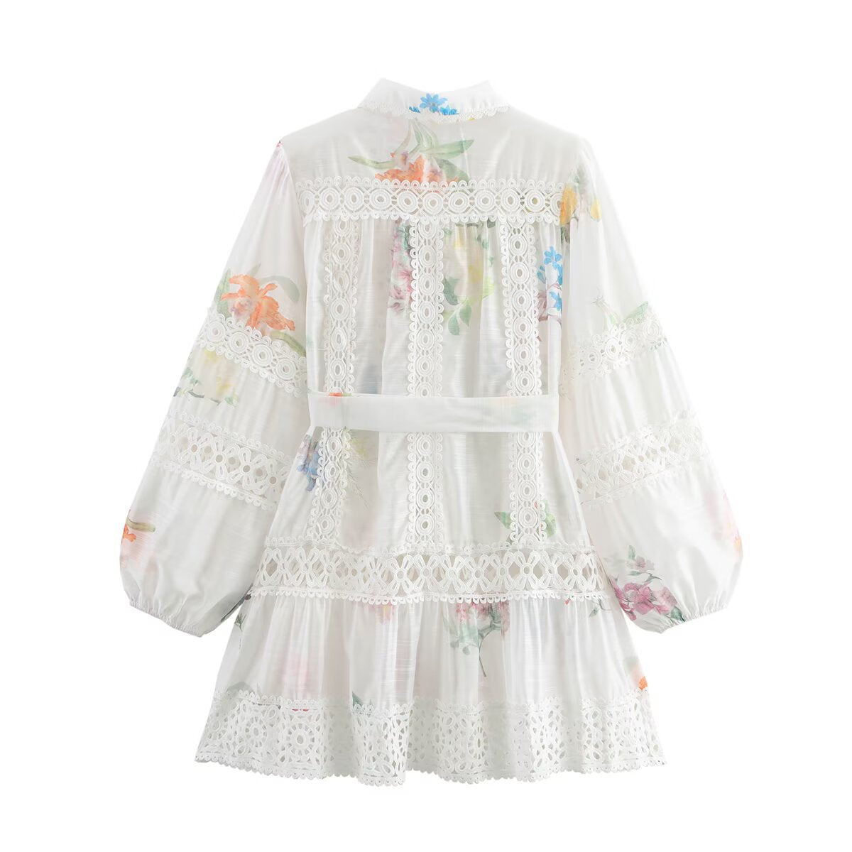 Spring Flower Edge Stitching Printing Dress Dresses