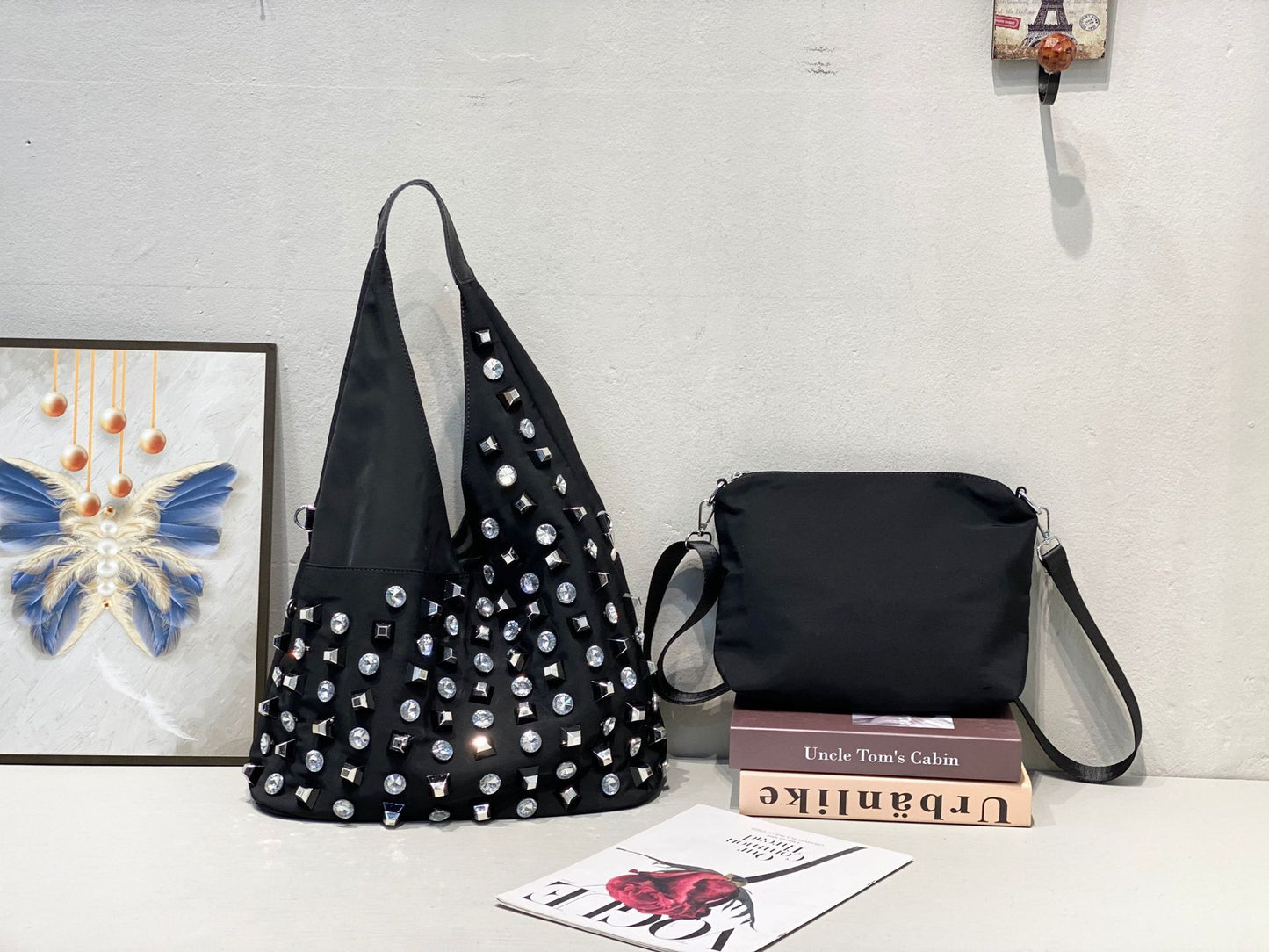 Women's Trendy Rhinestone Sequins Large Capacity Shoulder Bags