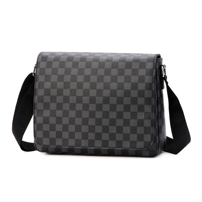 Men's Versatile High-grade Plaid Flip Horizontal Men's Shoulder Bags