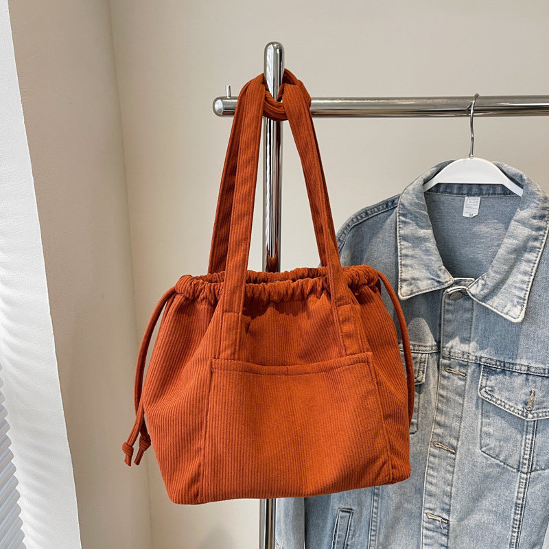 Women's Corduroy Striped Underarm Large Capacity Totes Tote Bags