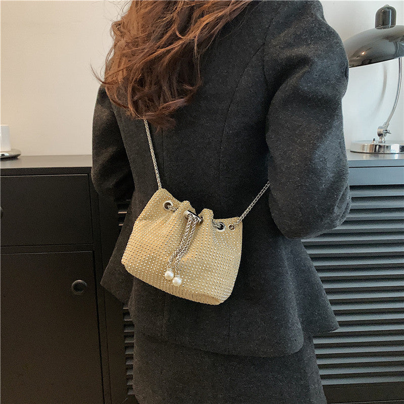 Pearl Chain Korean Style Tassel Shiny Crossbody Bags