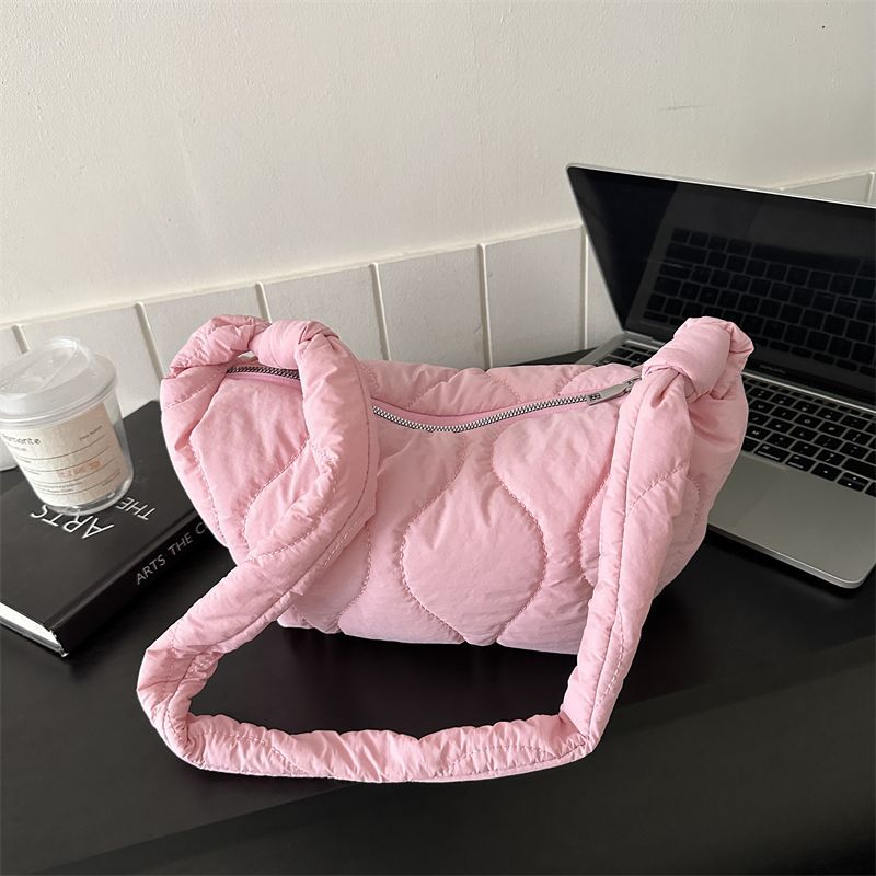 Korean Style Dumpling Embroidered Plaid Nylon Shoulder Bags