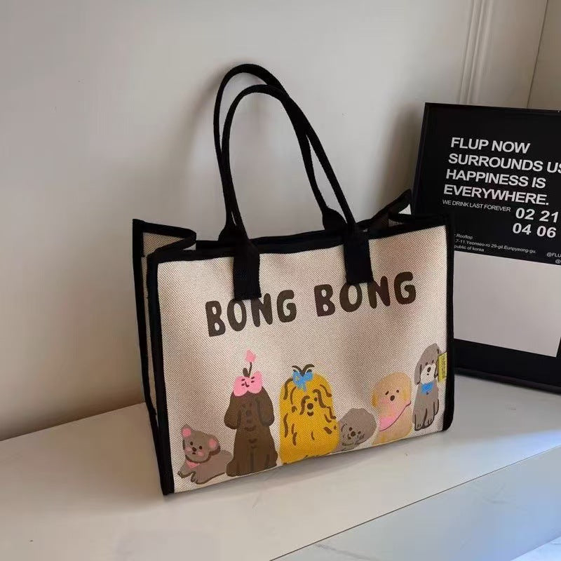 Women's Printed Canvas Large Capacity Outing Shopping Shoulder Bags