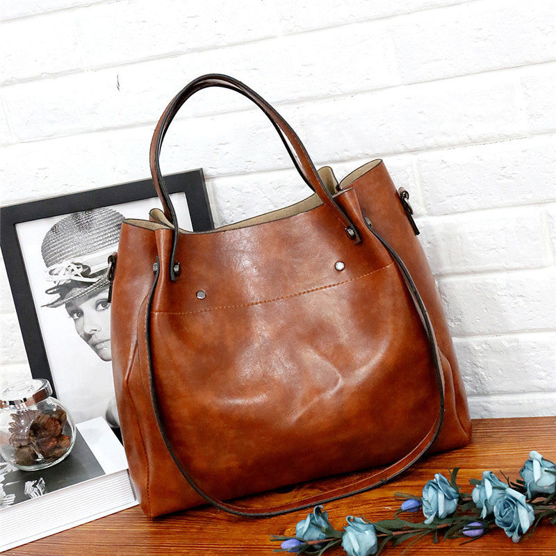 Durable Graceful Trendy Mother Solid Color Shoulder Bags