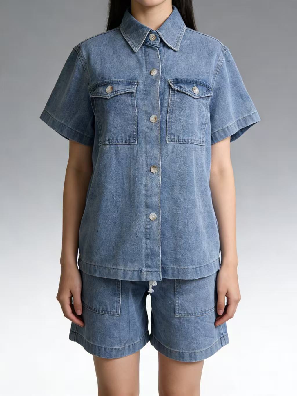 Women's Casual Polo Collar Elastic Waist With Pocket Suits