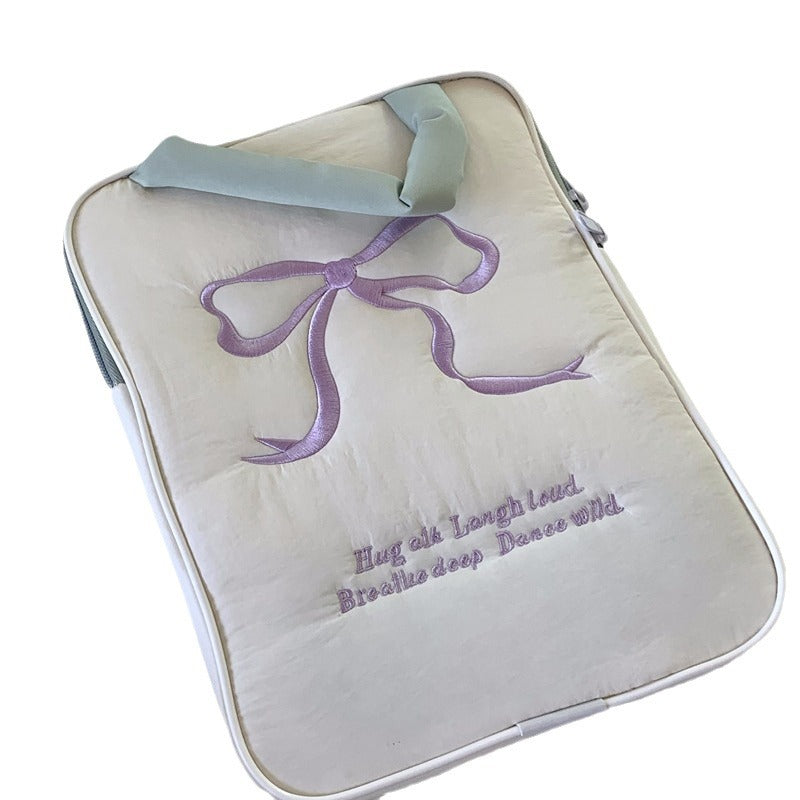 Cute Embroidered Bow Computer Liner Inch Portable Bags
