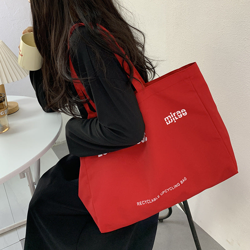 Letter Printed Cloth Cover Large Capacity Shoulder Bags