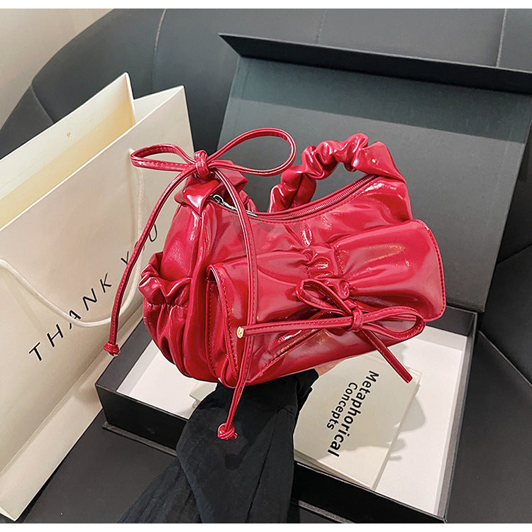 Women's Hot Style Sweet Bow Pleated Portable Shoulder Bags