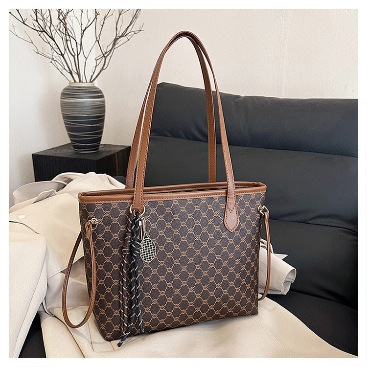 Women's Soft Leather Geometric Pattern Large Capacity Tote Bags