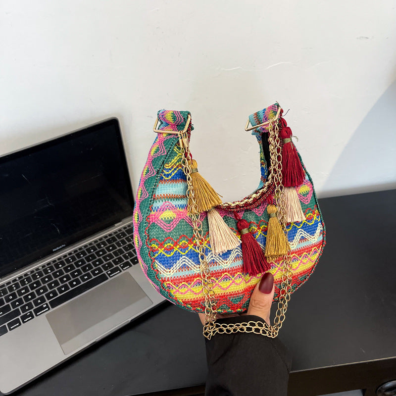 Women's Embroidered Ethnic Style Tassel Woven Fashion Crossbody Bags